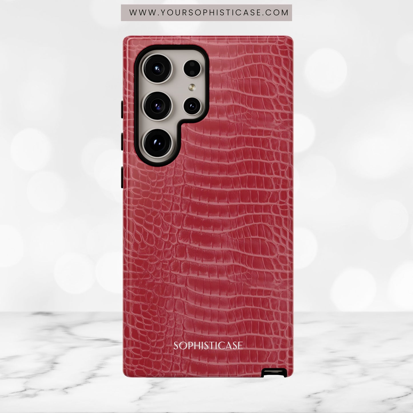 Luxe Leather in Cherry Red - iPhone Case, Samsung Galaxy Case, Google Pixel Case