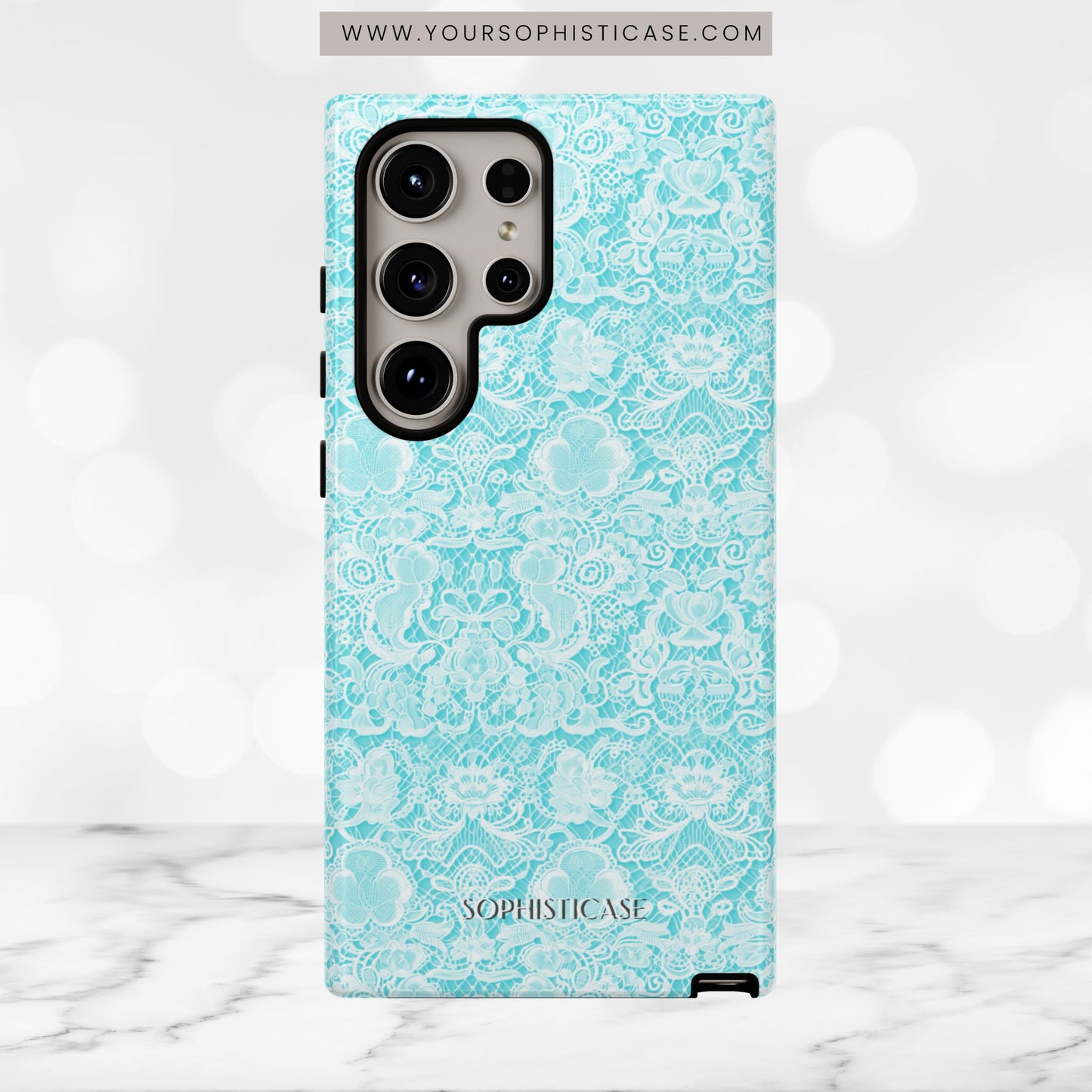 Luxe Lace in Aqua - Tough Phone Case