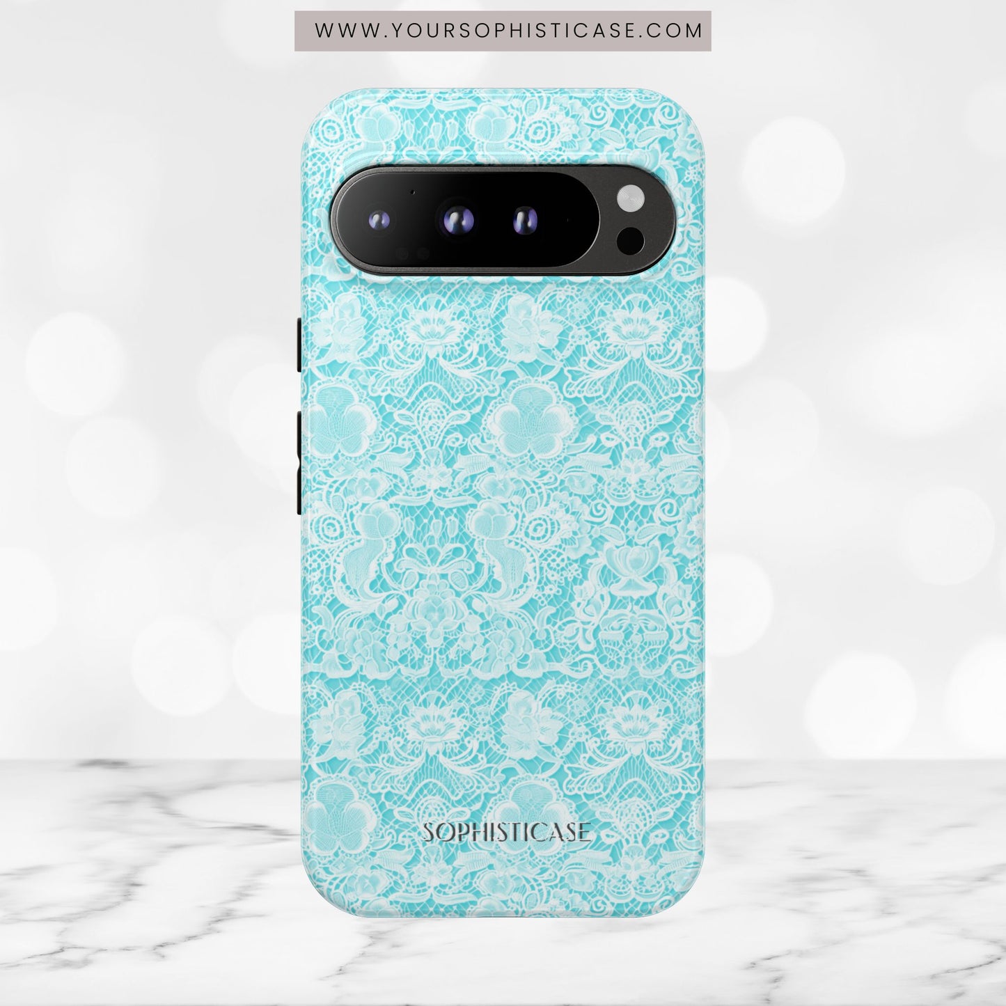 Luxe Lace in Aqua - Tough Phone Case