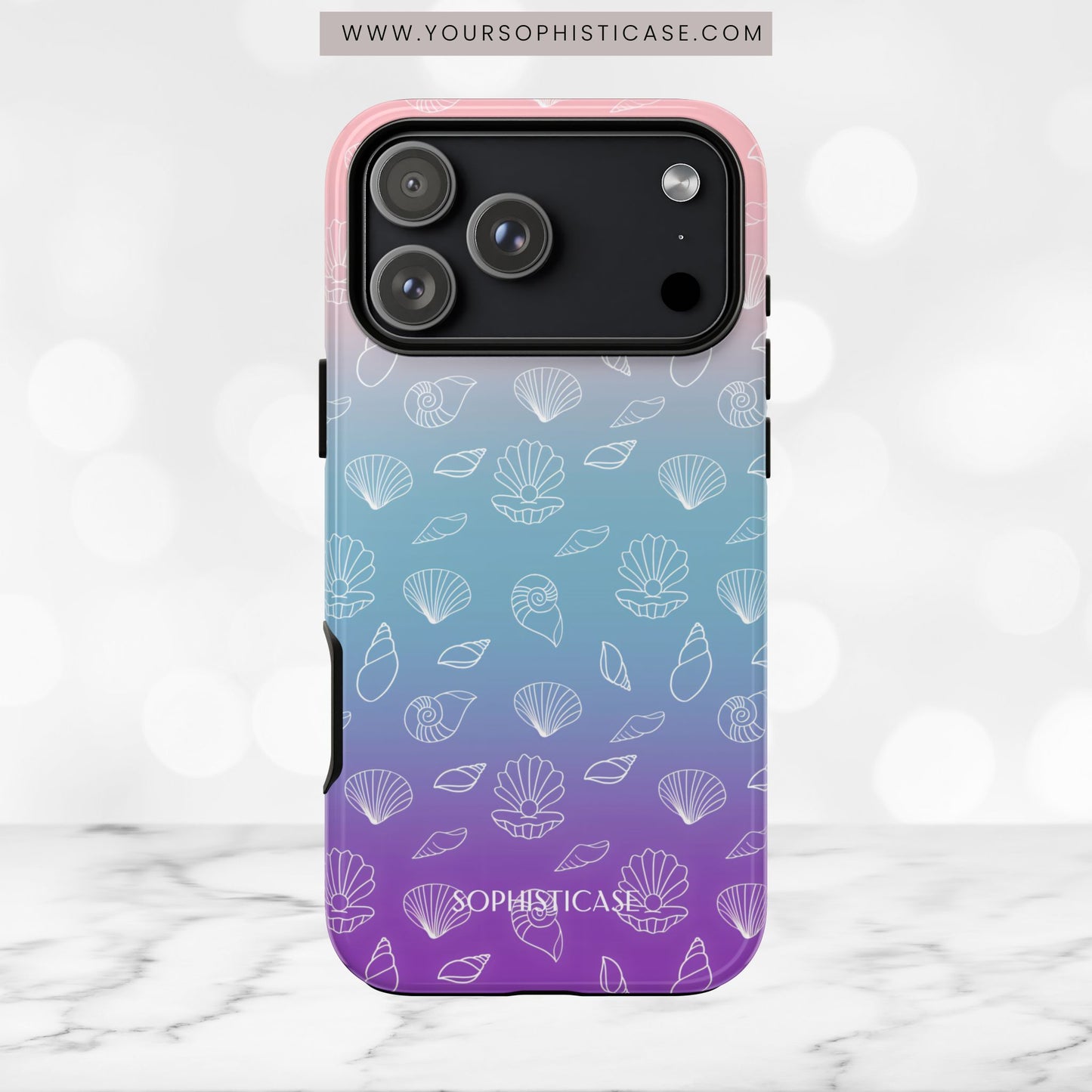 Seashell Society in Pink Blue & Purple Sunset - iPhone Case, Samsung Galaxy Case, Google Pixel Case