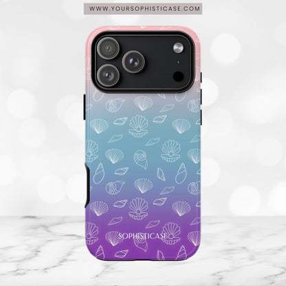 Seashell Society in Pink Blue & Purple Sunset - iPhone Case, Samsung Galaxy Case, Google Pixel Case