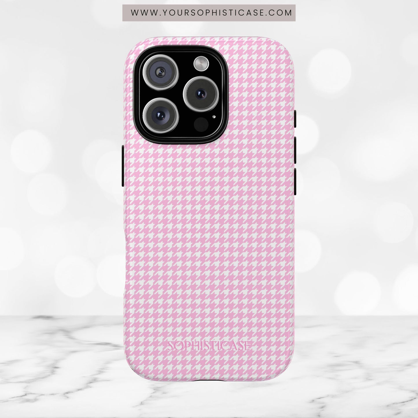Houndstooth in Pink - iPhone Case, Samsung Galaxy Case, Google Pixel Case