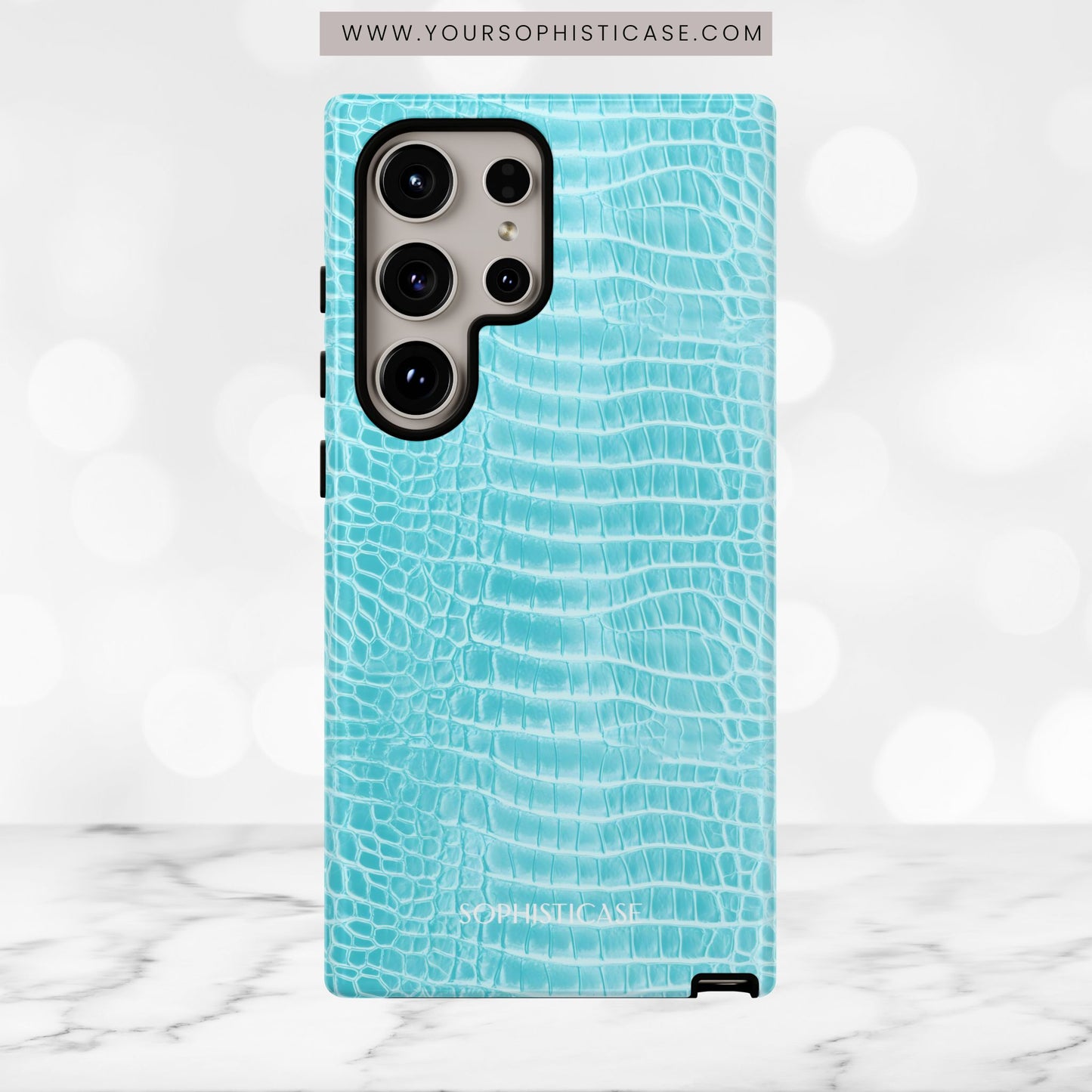 Luxe Leather in Aqua - Tough Phone Case
