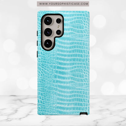 Luxe Leather in Aqua - Tough Phone Case