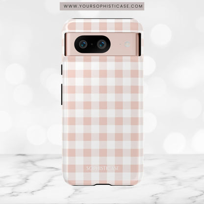 Gingham in Neutral Beige - Tough Phone Case