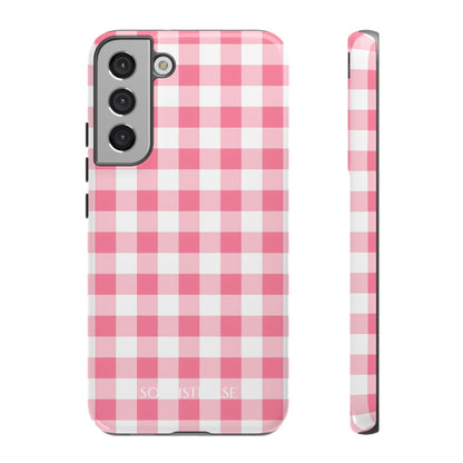 Gingham in Salmon - Tough Phone Case for Samsung Galaxy