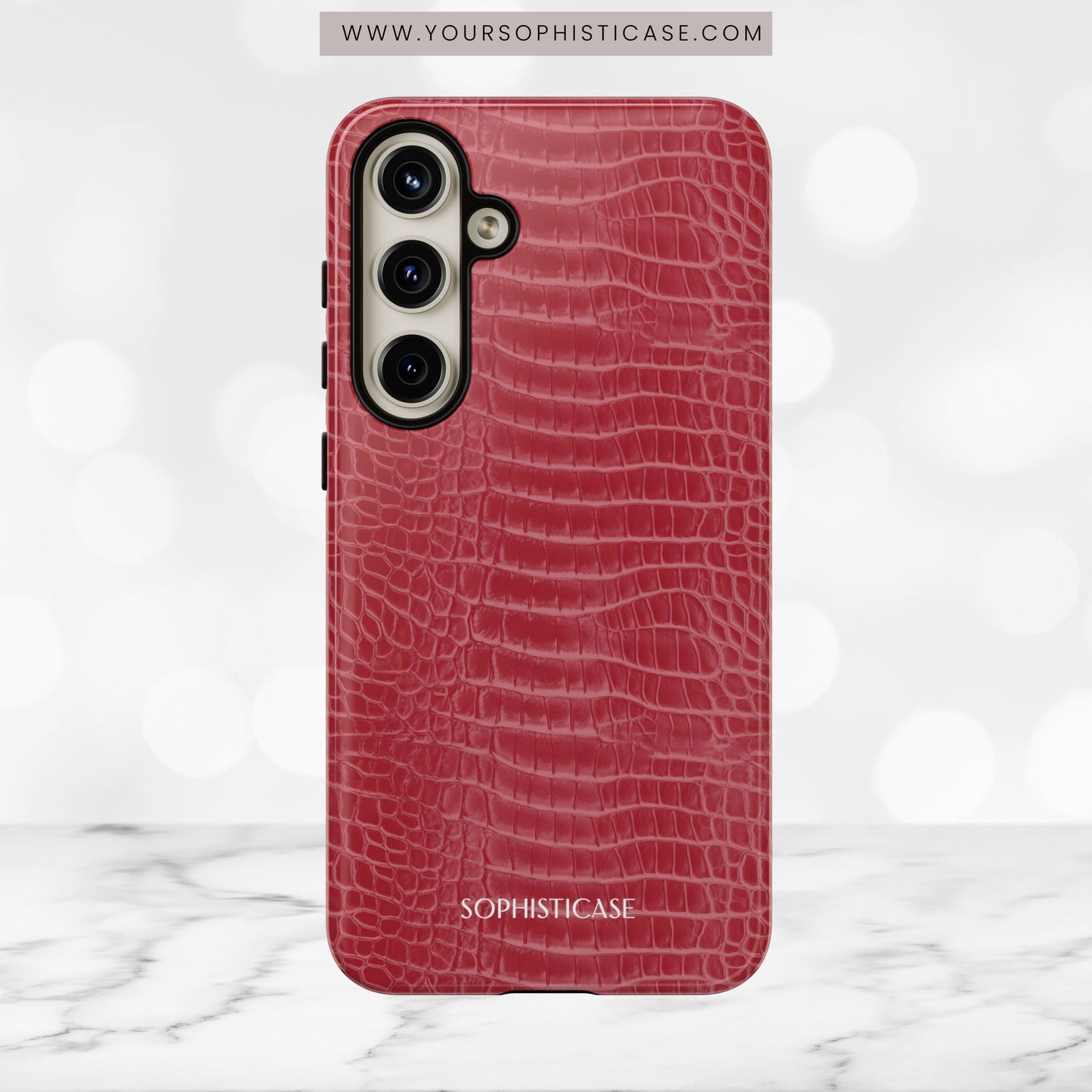 Luxe Leather in Cherry Red - iPhone Case, Samsung Galaxy Case, Google Pixel Case