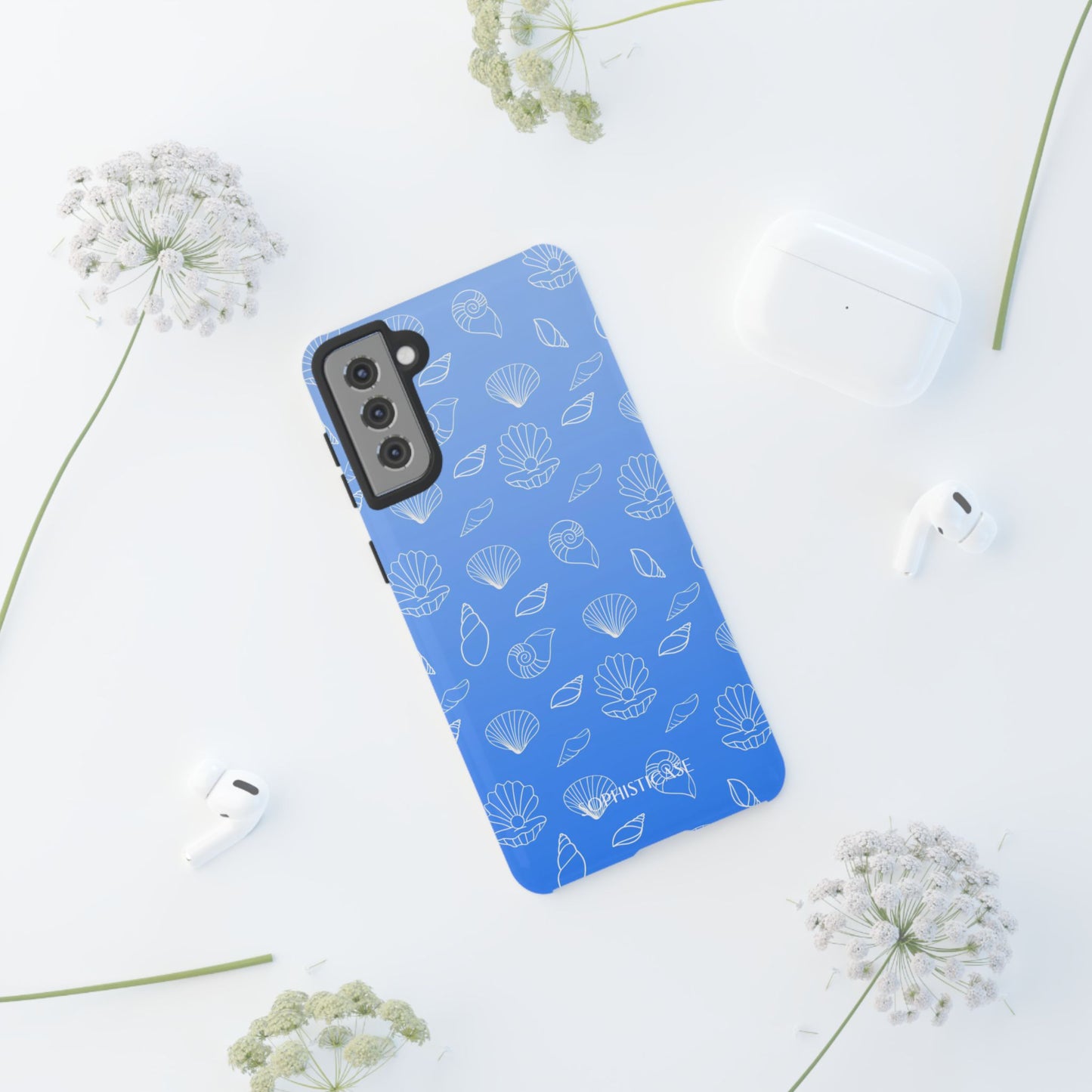 Seashell Society in Ocean Blue - iPhone Case, Samsung Galaxy Case, Google Pixel Case