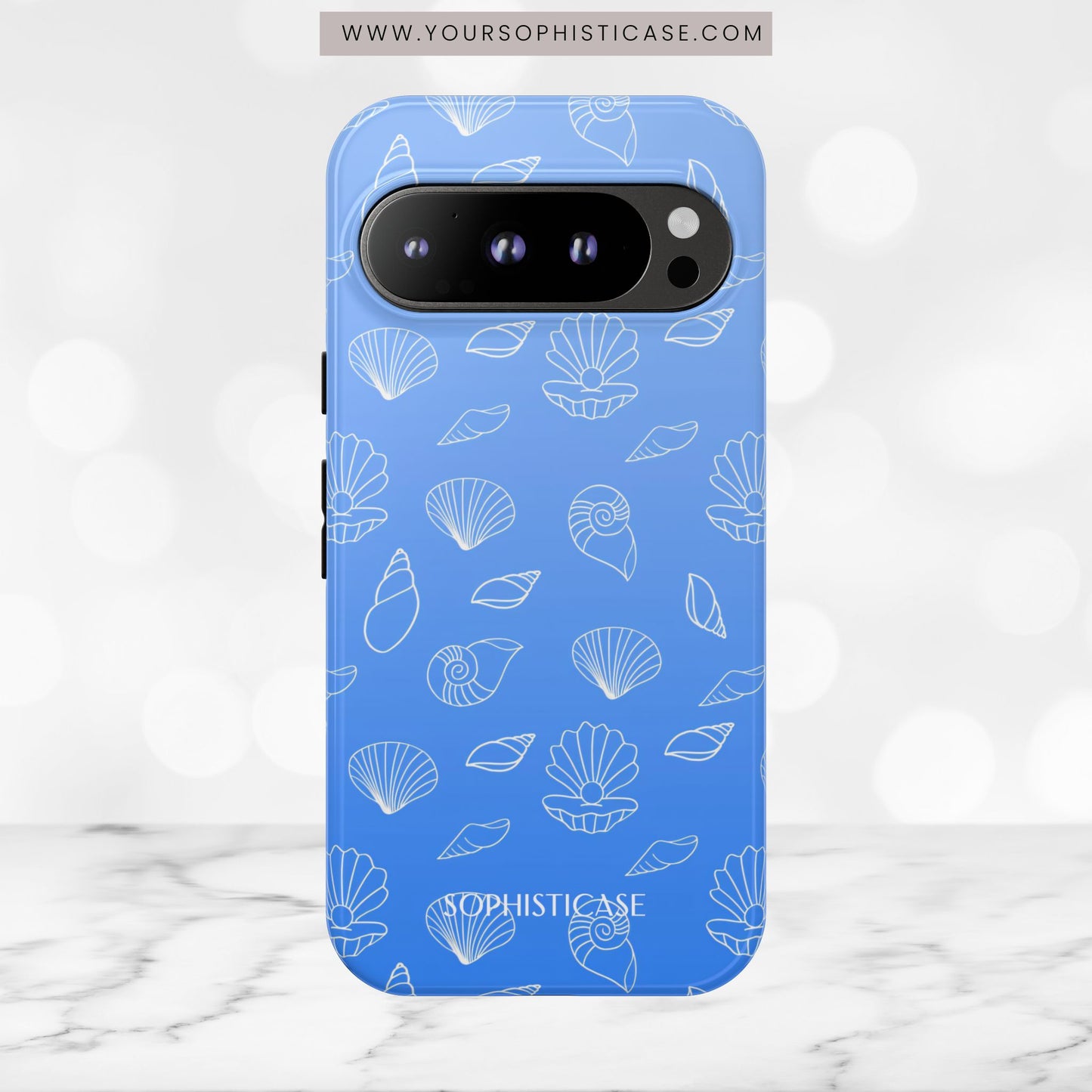 Seashell Society in Ocean Blue - iPhone Case, Samsung Galaxy Case, Google Pixel Case