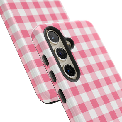 Gingham in Salmon - Tough Phone Case