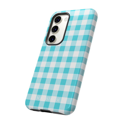 Gingham in Aqua - Drop Proof Phone Case for Samsung Galaxy