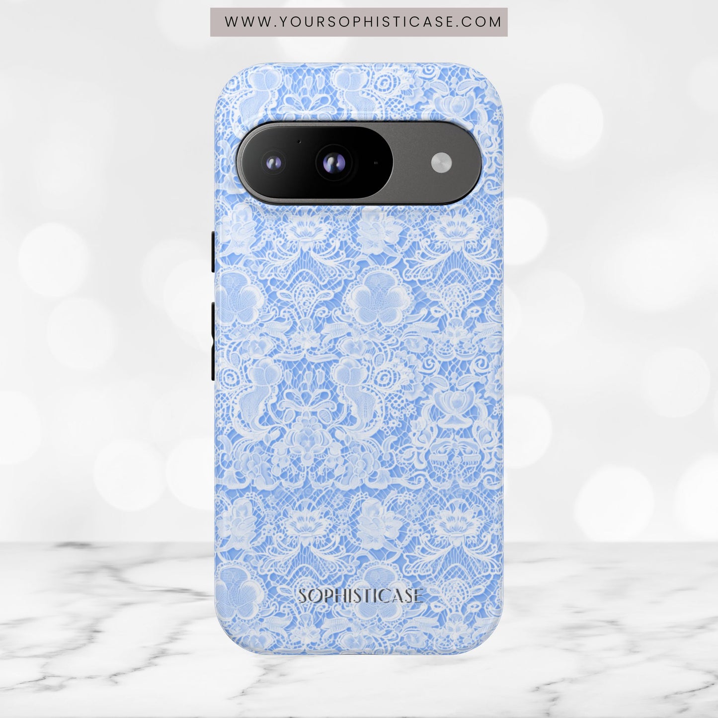 Luxe Lace in Blue - Tough Phone Case