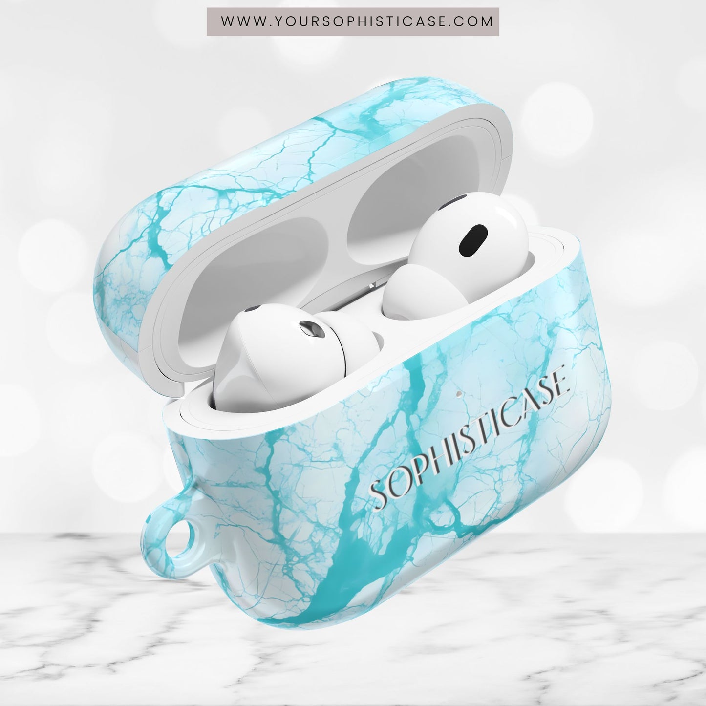 AirPod Cases - Marble Opulence in Aqua