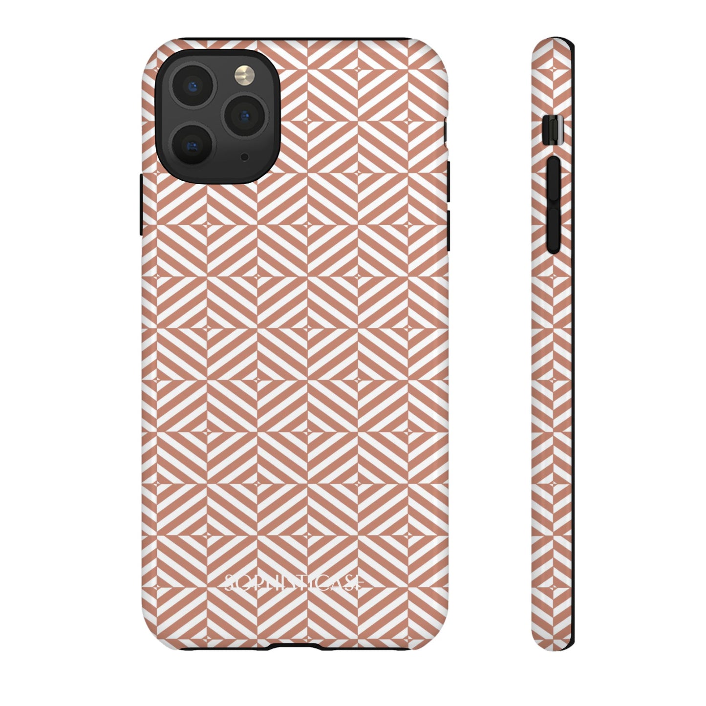 Illusions in Light Brown - Dual Layer Shockproof Phone Case for iPhone, Google Pixel and Samsung Galaxy