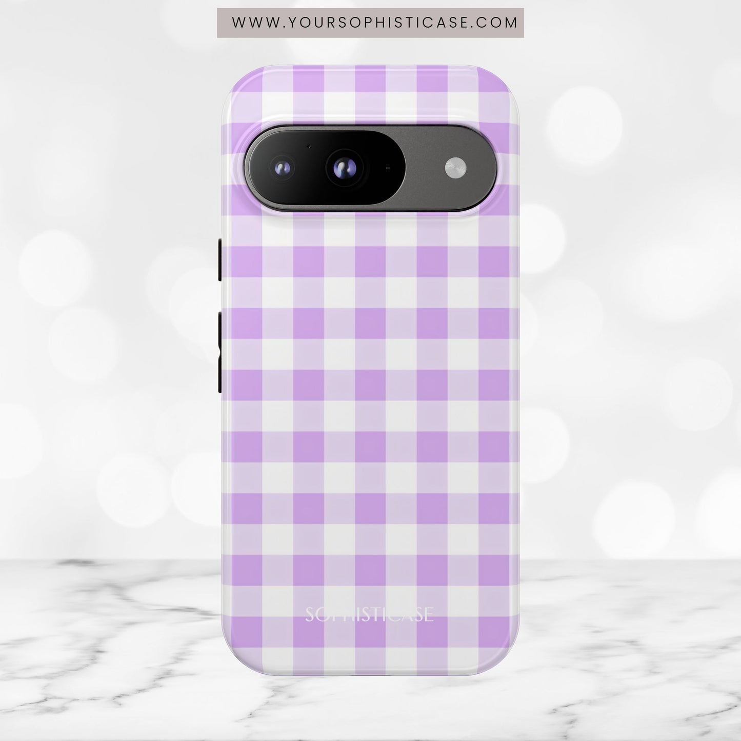 Gingham in Purple - iPhone Case, Samsung Galaxy Case, Google Pixel Case