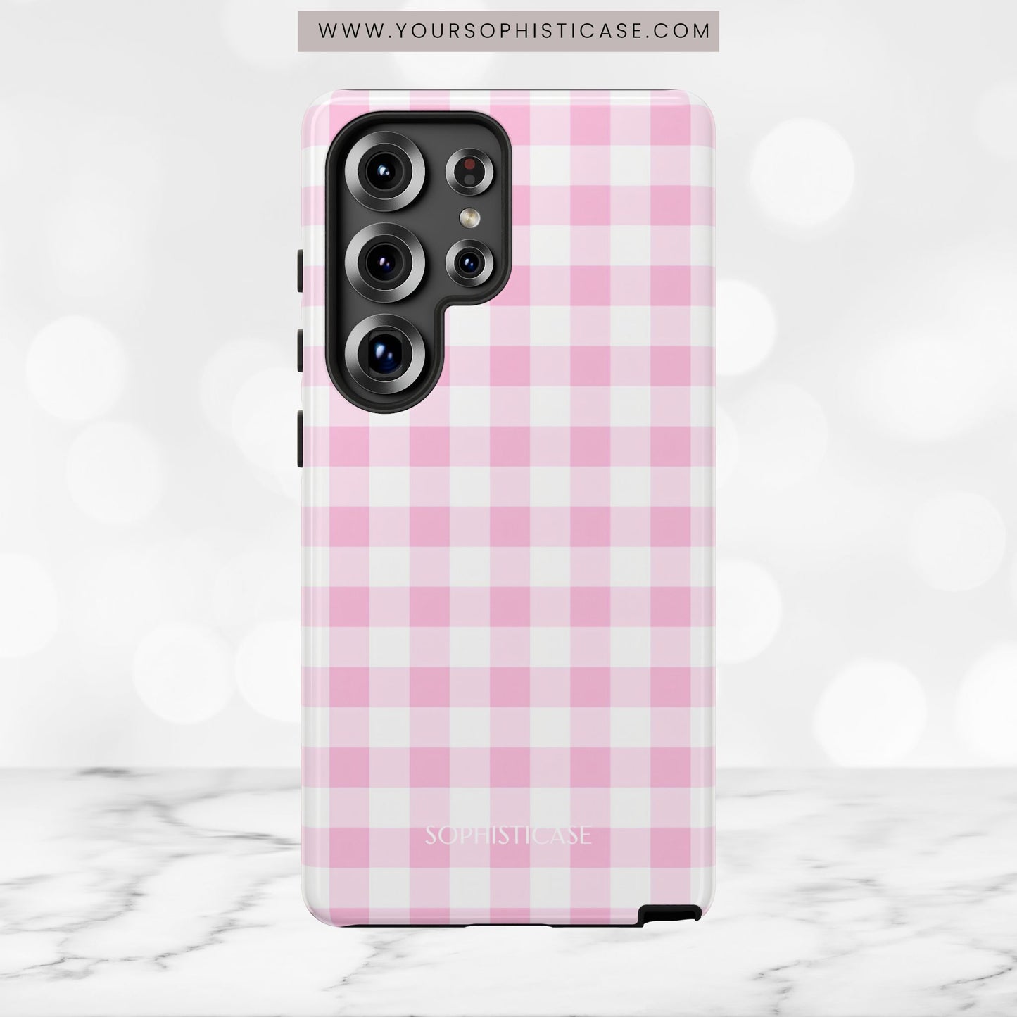 Gingham in Pink - iPhone Case, Samsung Galaxy Case, Google Pixel Case