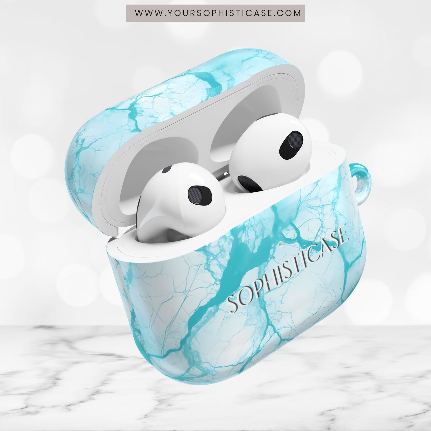 AirPod Cases - Marble Opulence in Aqua