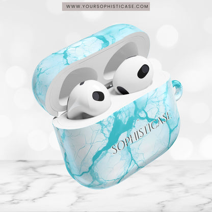 AirPod Cases - Marble Opulence in Aqua