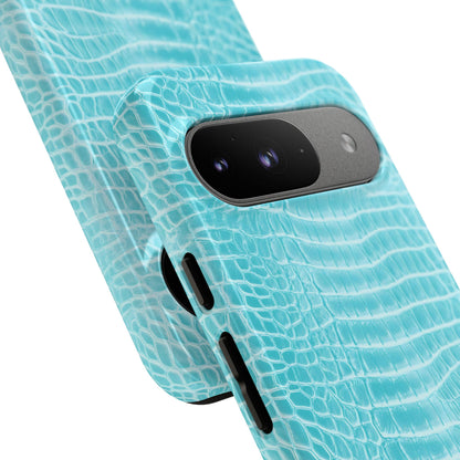 Luxe Leather in Aqua - Tough Phone Case
