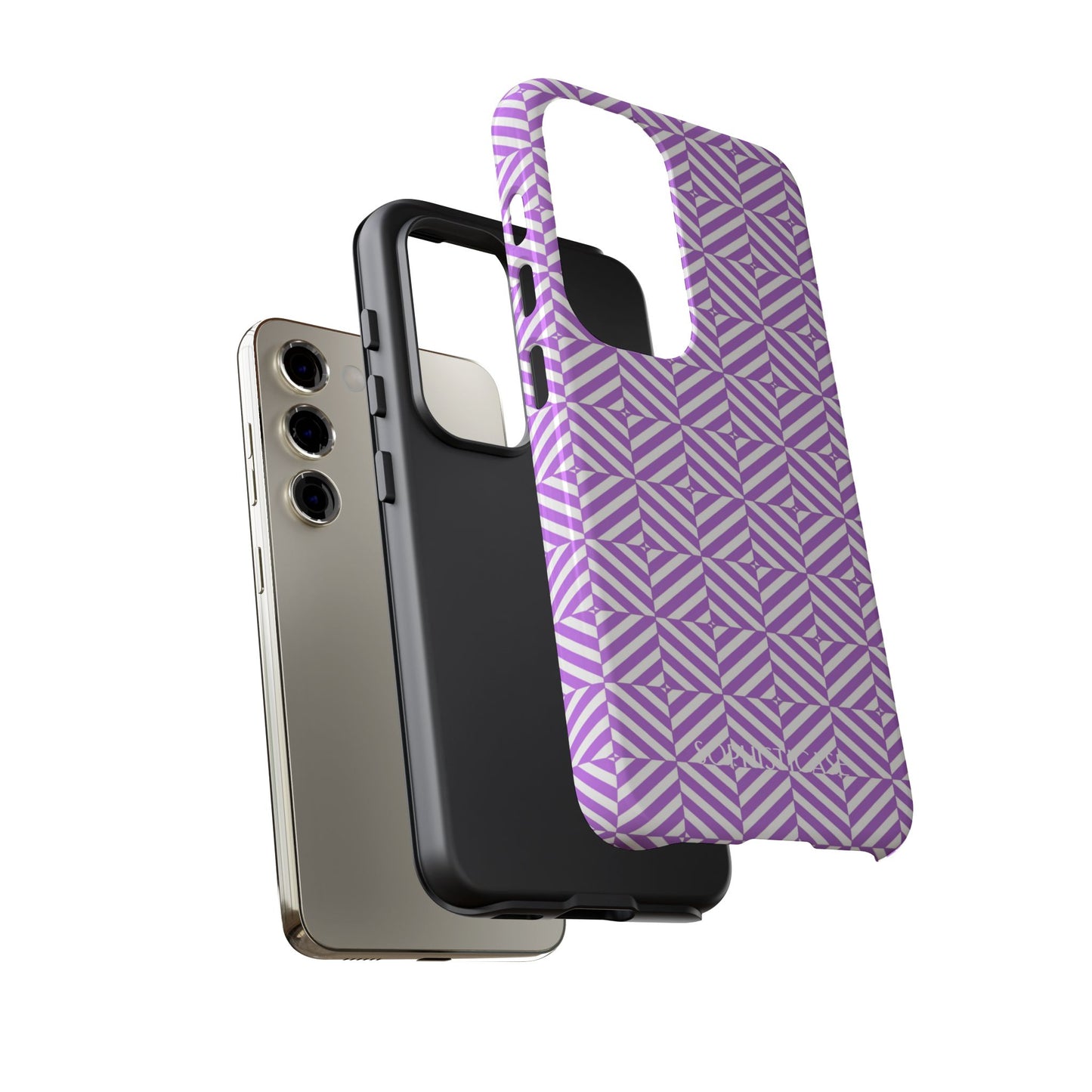 Illusions in Purple - Dual Layer Shockproof Phone Case for iPhone, Google Pixel and Samsung Galaxy