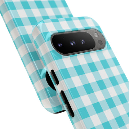 Gingham in Aqua - Tough Phone Case