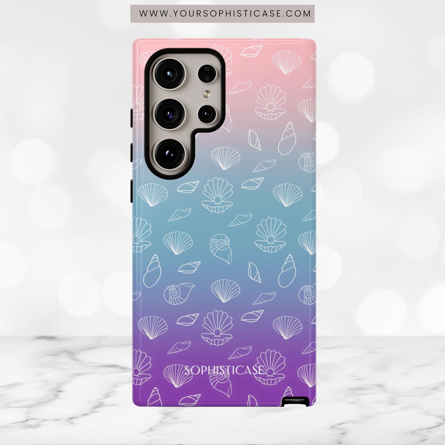 Seashell Society in Pink Blue & Purple Sunset - iPhone Case, Samsung Galaxy Case, Google Pixel Case