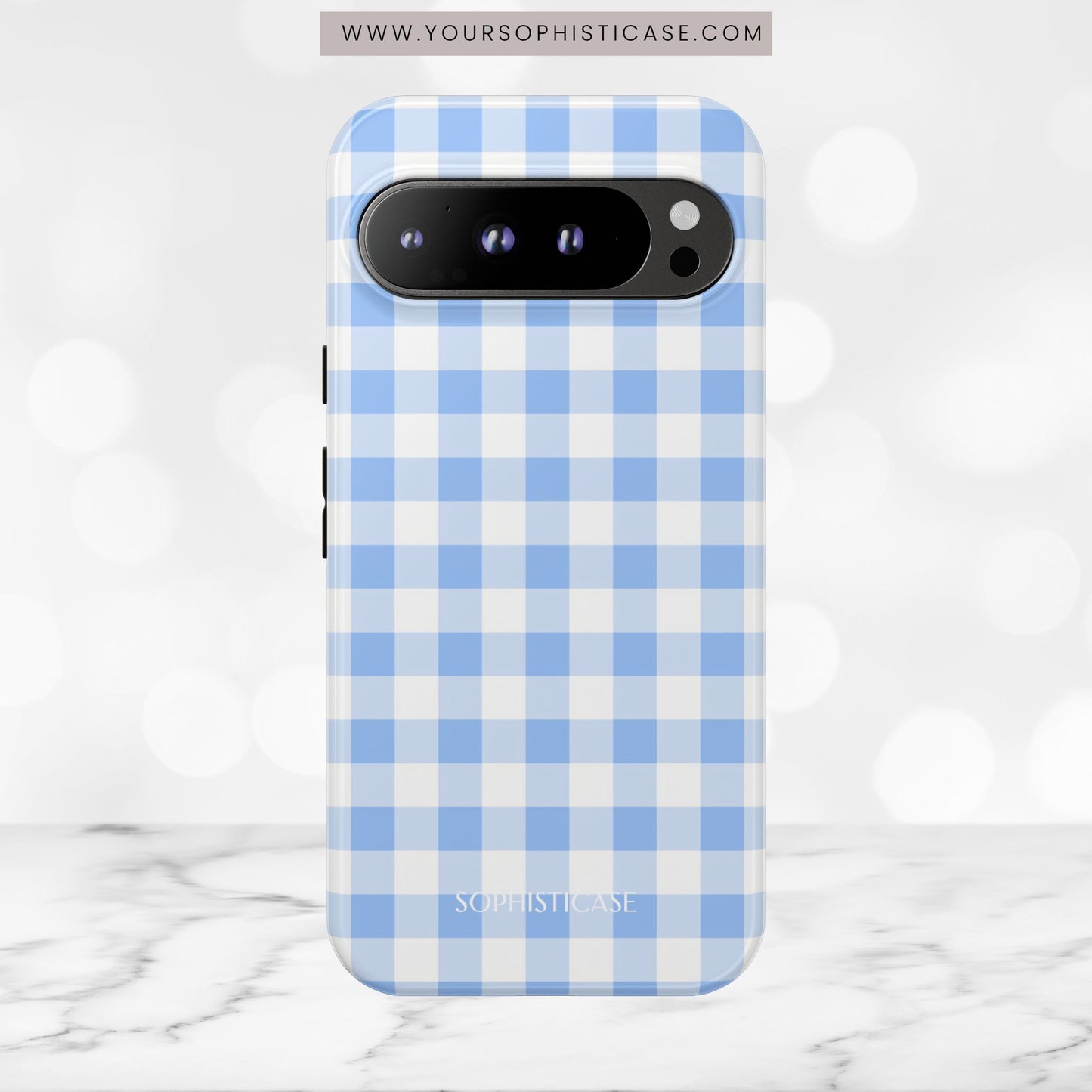 Gingham in Blue - iPhone Case, Samsung Galaxy Case, Google Pixel Case
