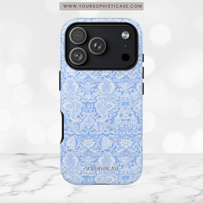 Luxe Lace in Blue - iPhone Case