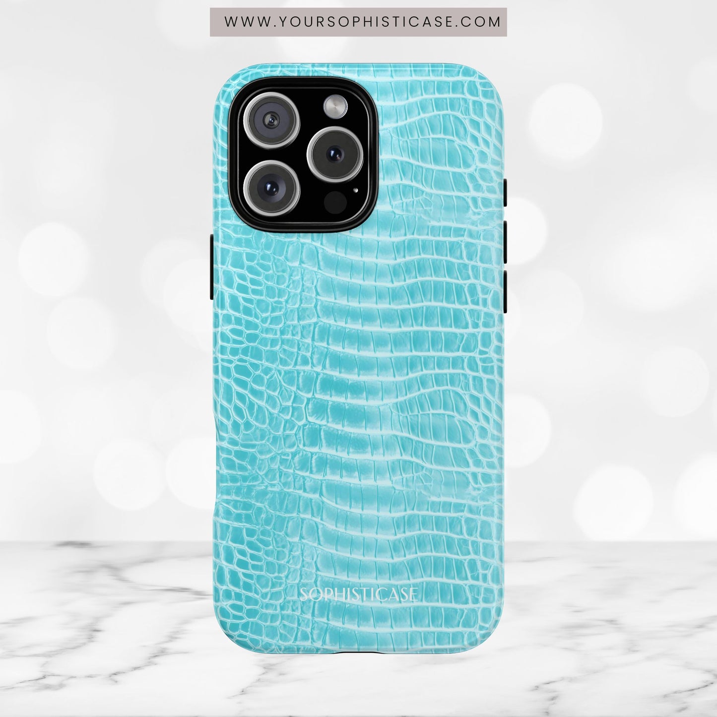 Luxe Leather in Aqua - iPhone Case