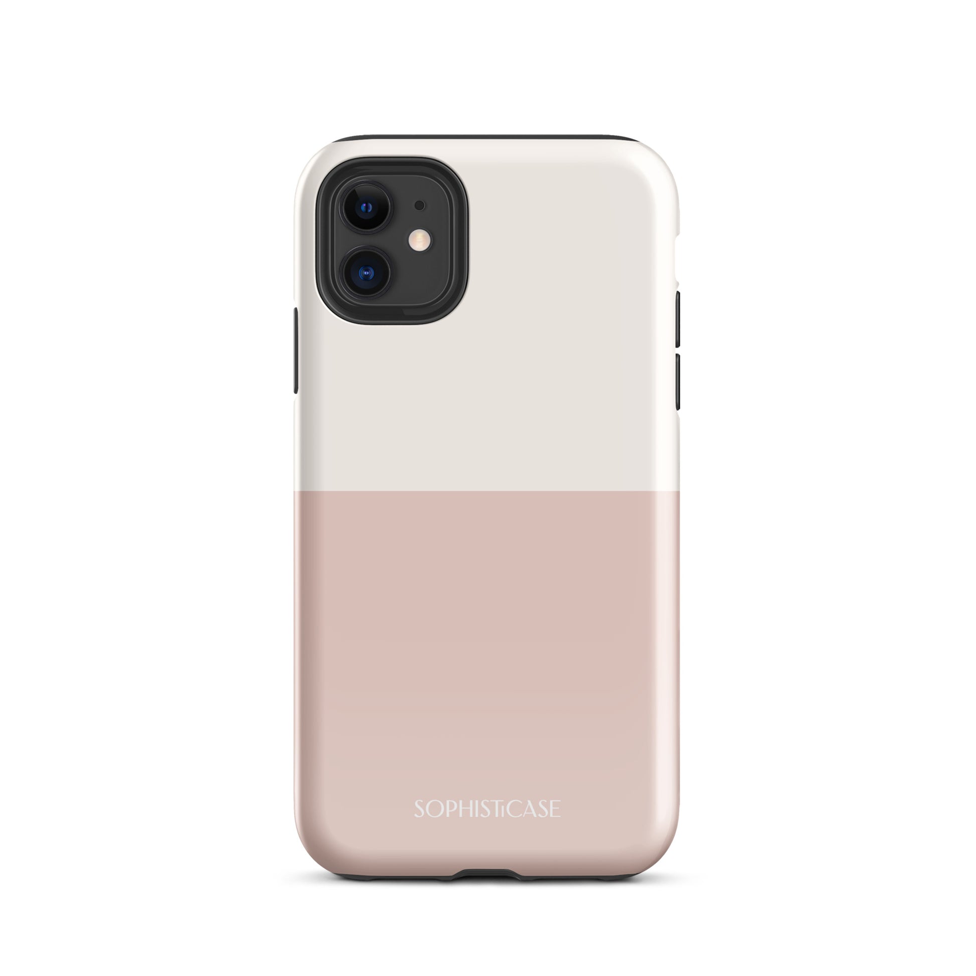 Tough Phone Case Featuring Two Tone Neutral Beige Cream Design for iPhone 11 Glossy