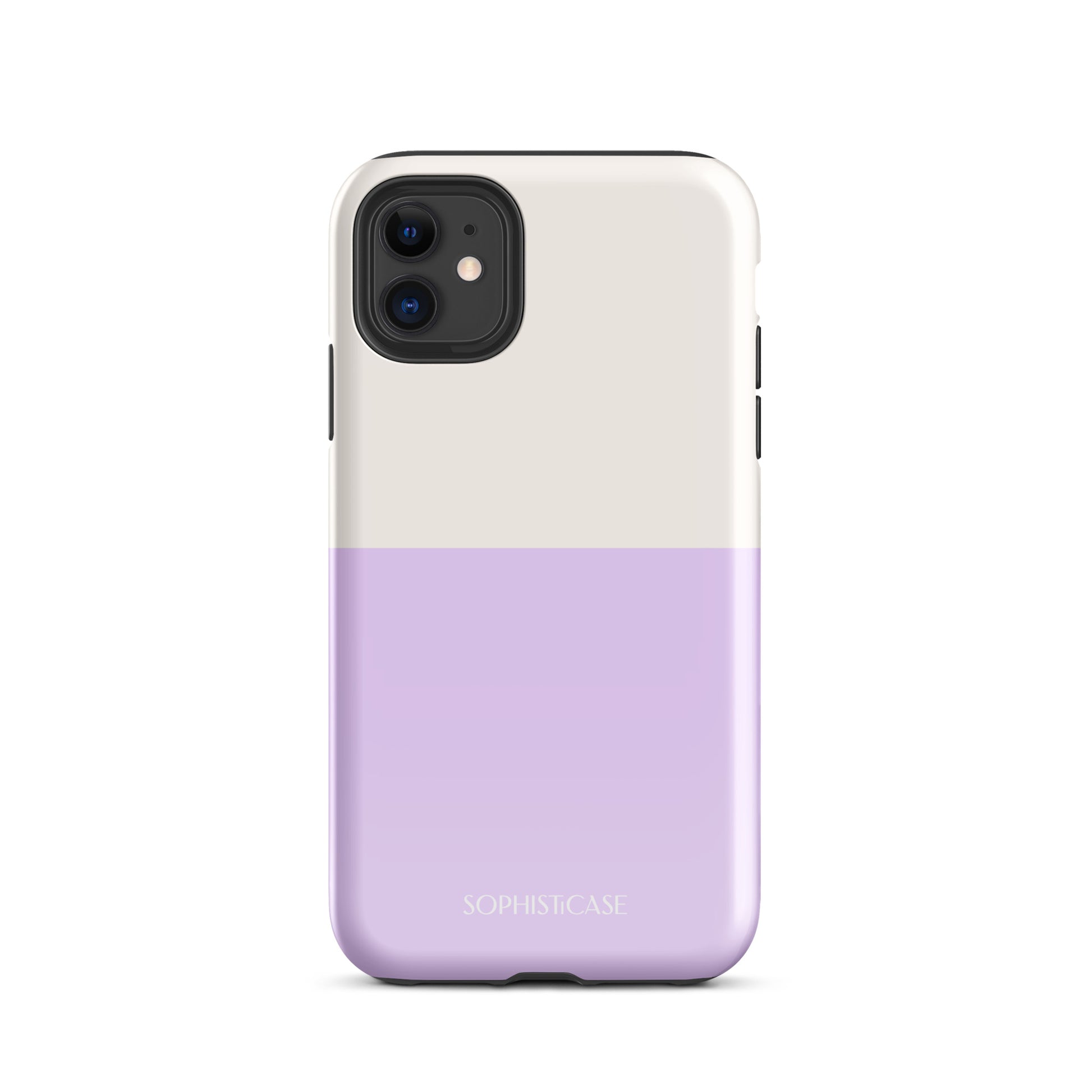 Tough Phone Case Featuring Two Tone Purple Cream Design for iPhone 11 Glossy