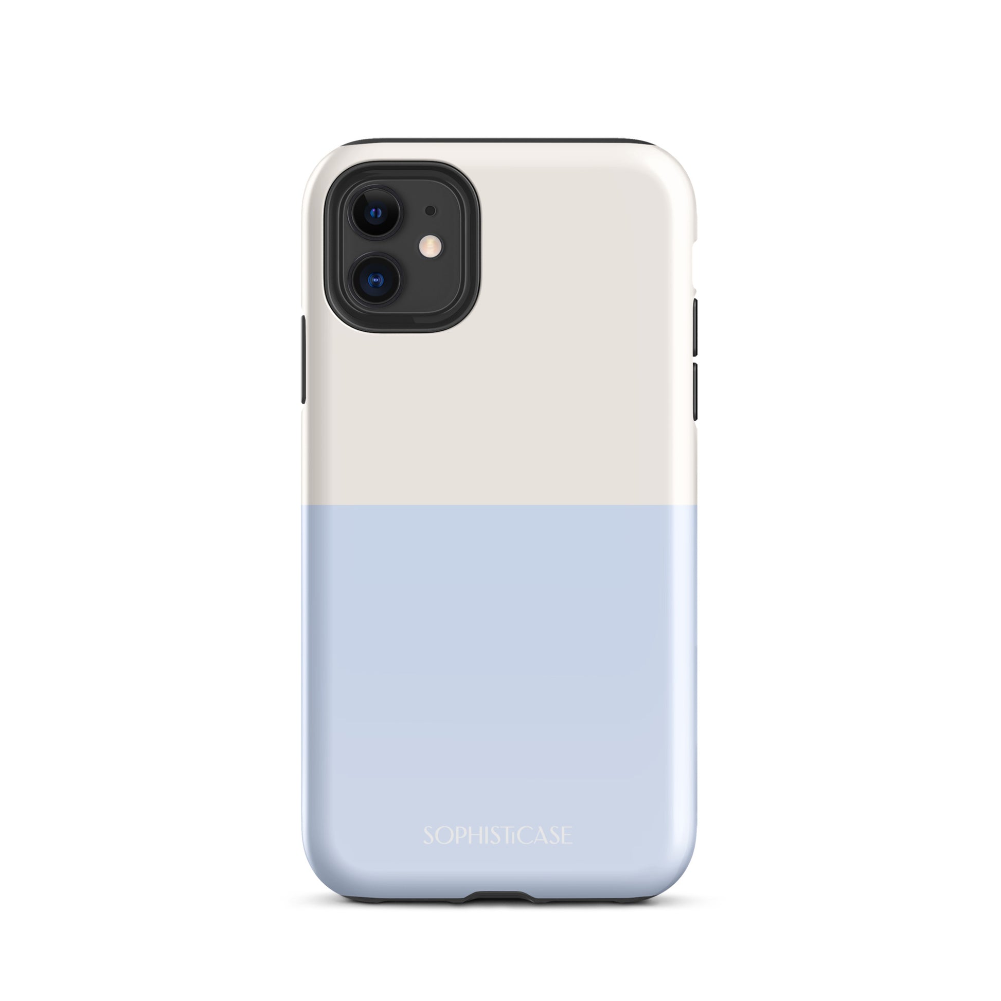 Basics Collection Tough Phone Case Featuring Two Tone Blue Cream Design for iPhone 11 Glossy