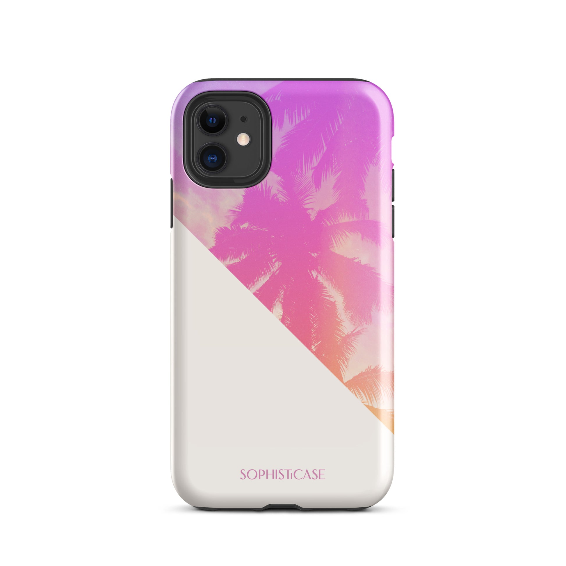 Tough Phone Case Featuring Purple Cream Summer Palm Tree Design for iPhone 11 Glossy