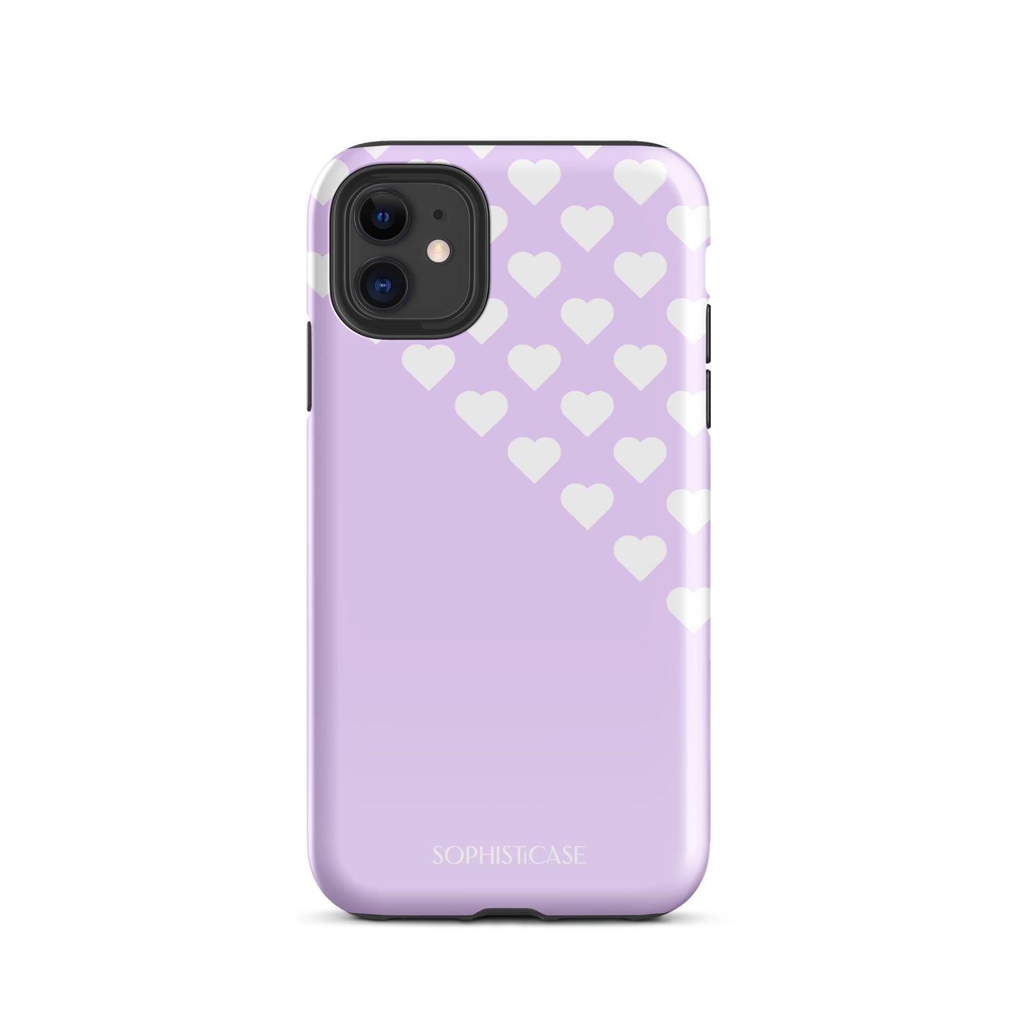 Tough Phone Case Featuring Purple Cream Tiny Hearts Design for iPhone 11 Glossy 