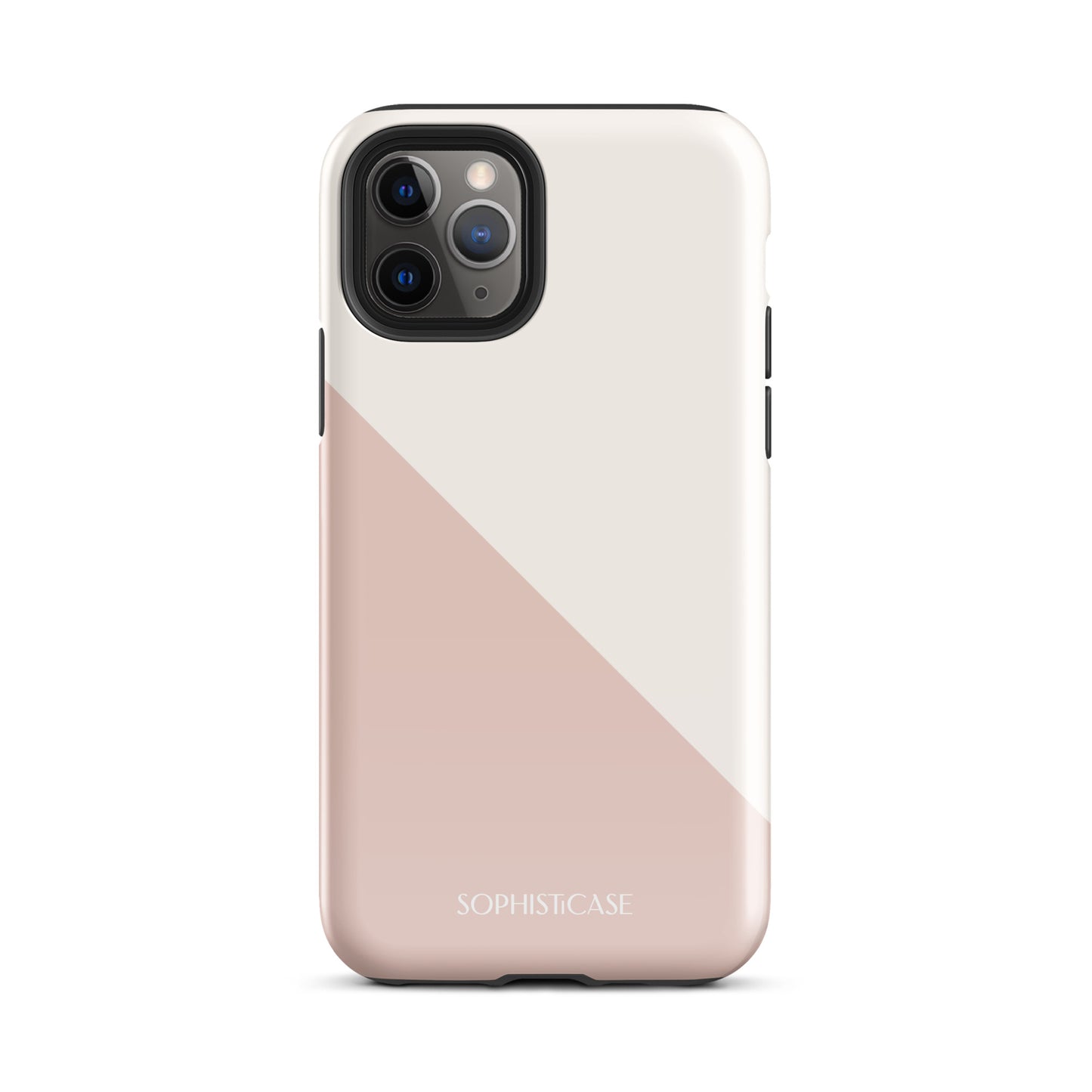 Tough Phone Case Featuring Neutral Beige Cream Diagonal Split Design for iPhone 11 Pro Glossy 