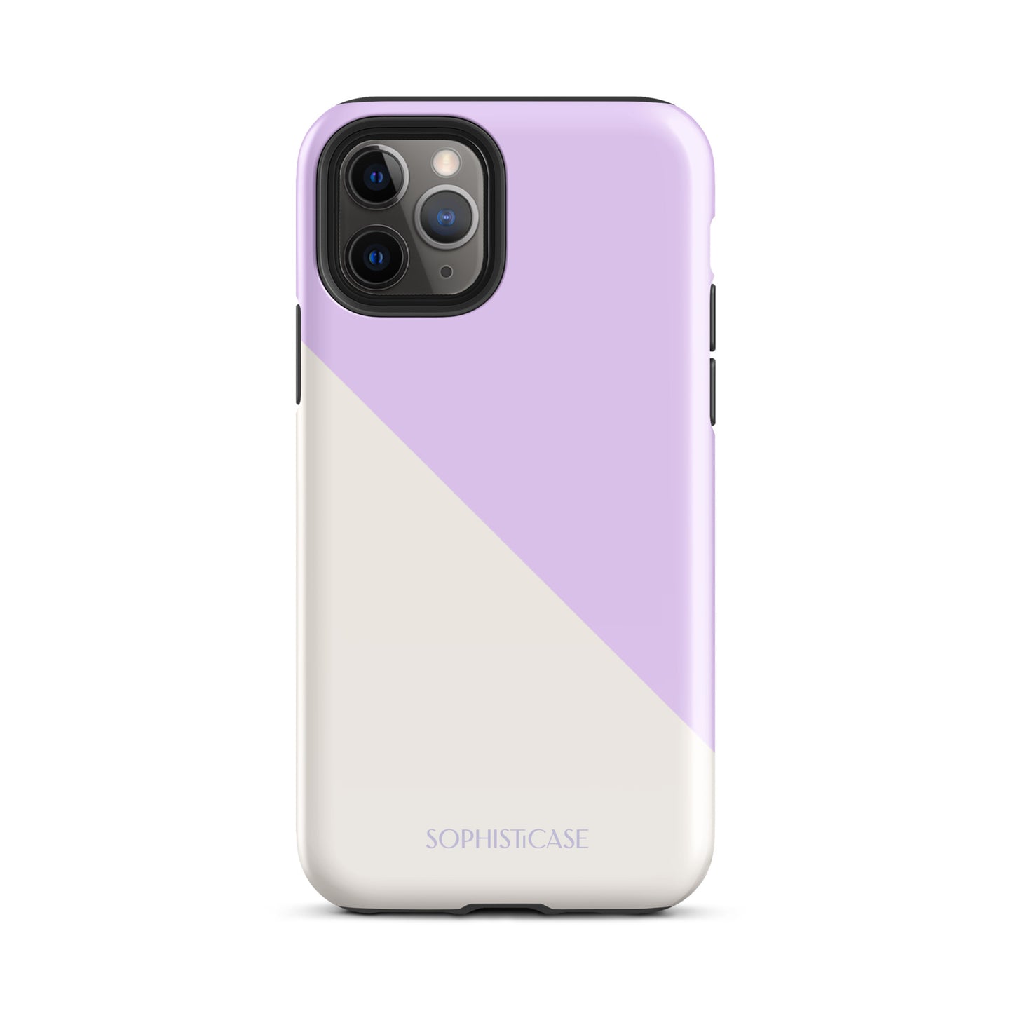 Tough Phone Case Featuring Purple Cream Diagonal Split Design for iPhone 11 Pro Glossy