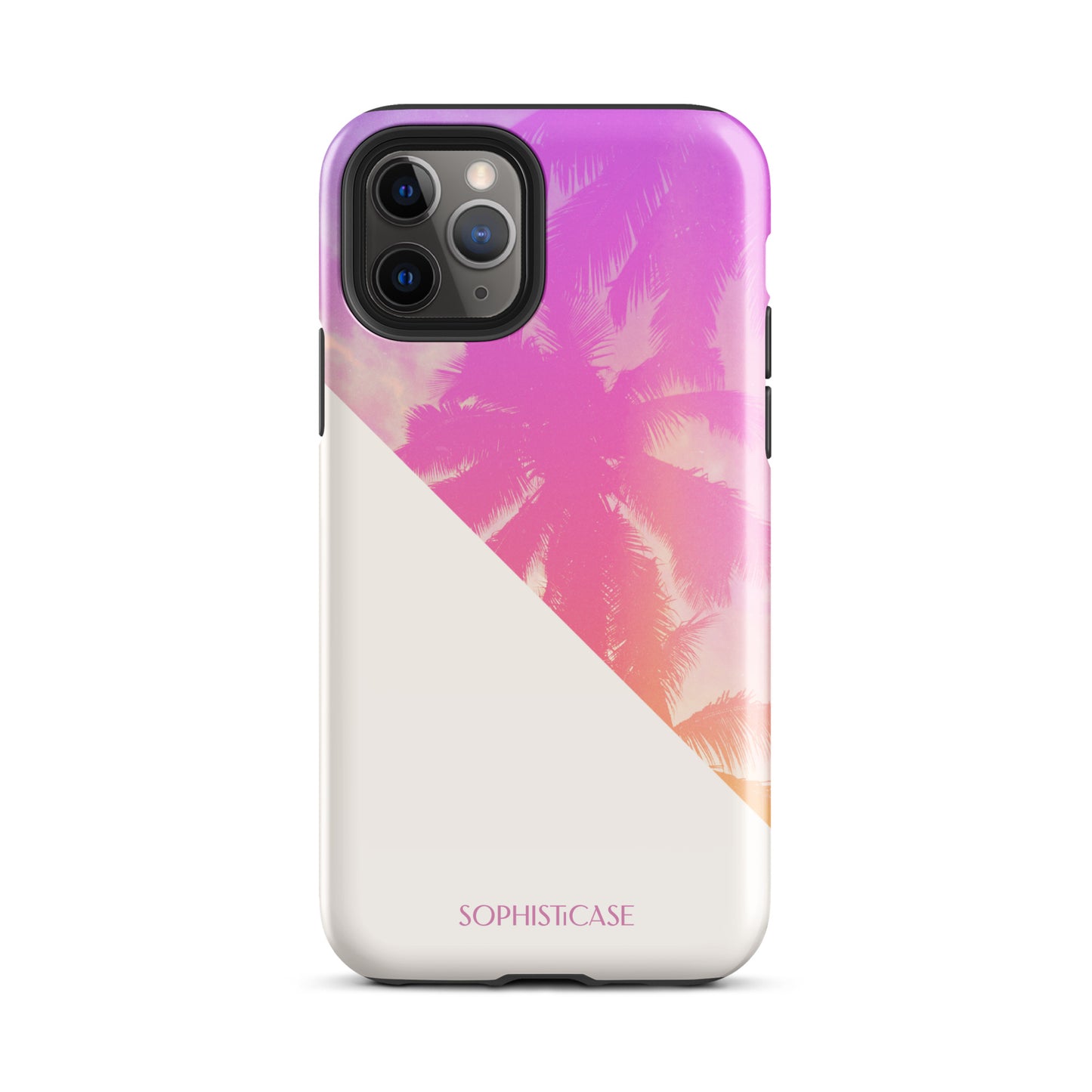 Tough Phone Case Featuring Purple Cream Summer Palm Tree Design for iPhone 11 Pro Glossy