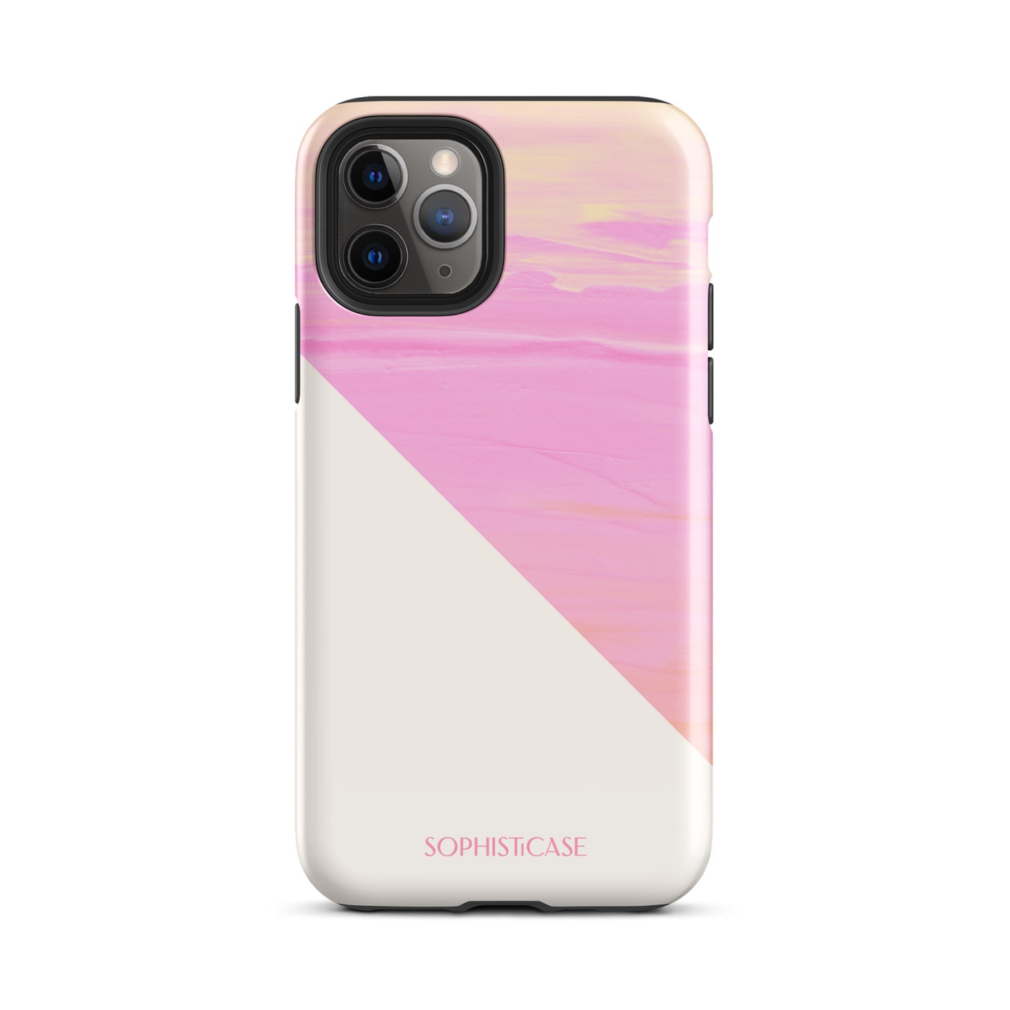 Tough Phone Case Featuring Yellow Pink Cream Summer Sunset Water Ripples Ocean Waves Design for iPhone 11 Pro Glossy 