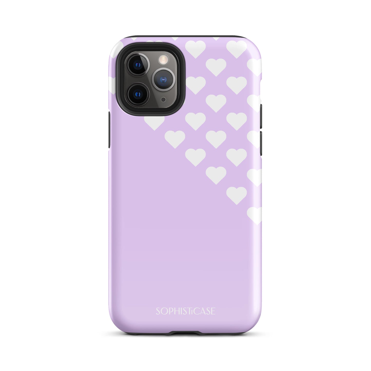 Tough Phone Case Featuring Purple Cream Tiny Hearts Design for iPhone 11 Pro Glossy 