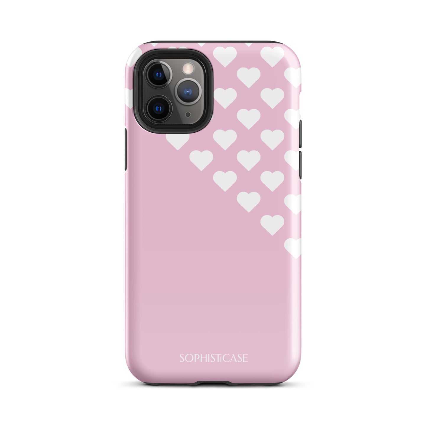 Tough Phone Case Featuring Pink Cream Tiny Hearts Design for iPhone 11 Pro Glossy