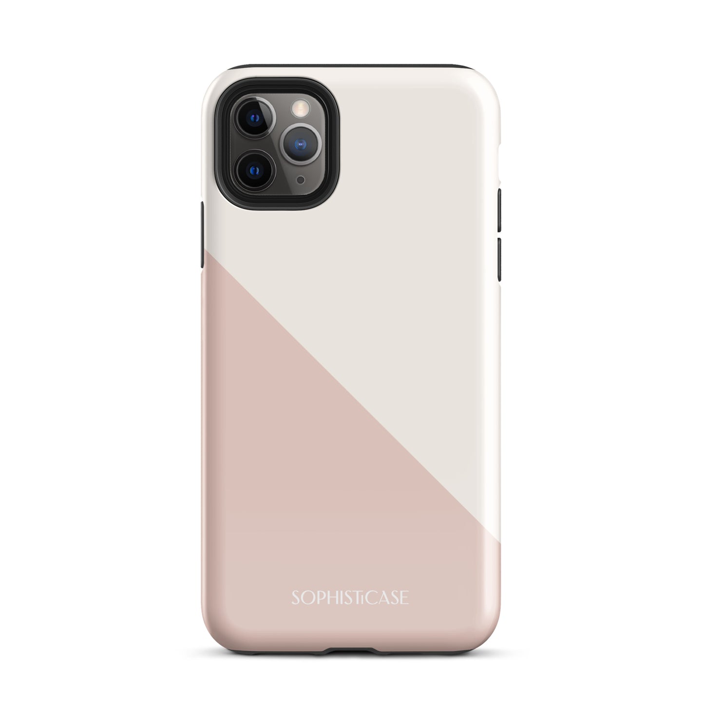 Tough Phone Case Featuring Neutral Beige Cream Diagonal Split Design for iPhone 11 Pro Max Glossy 