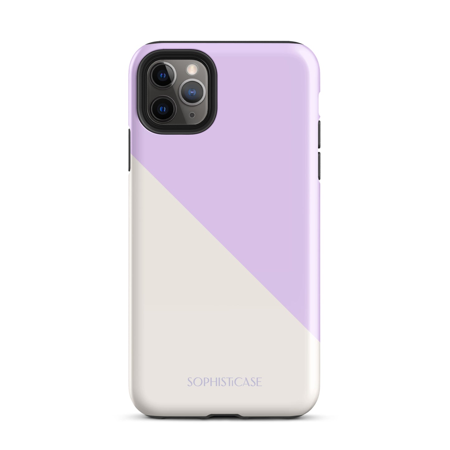 Tough Phone Case Featuring Purple Cream Diagonal Split Design for iPhone 11 Pro Max Glossy