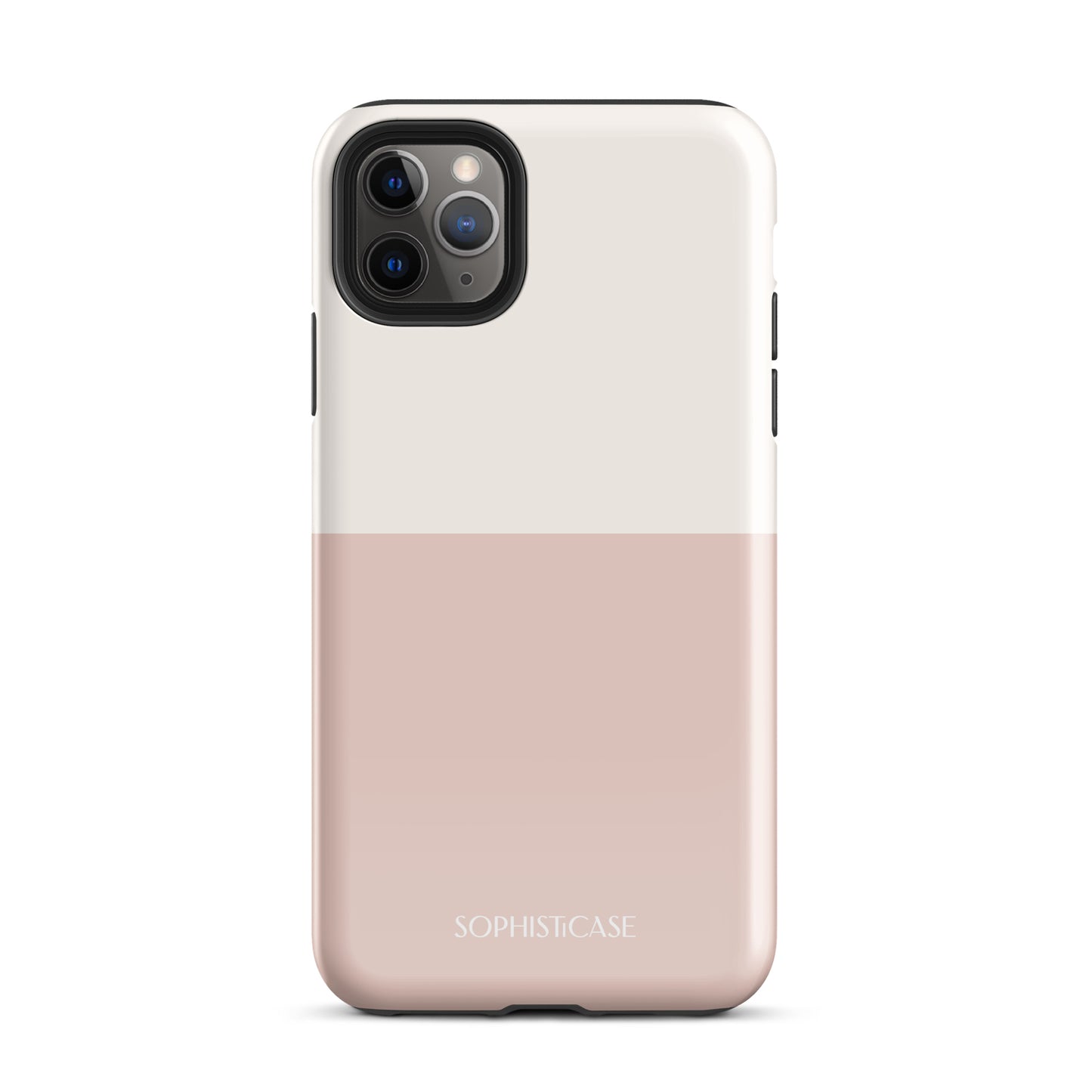 Tough Phone Case Featuring Two Tone Neutral Beige Cream Design for iPhone 11 Pro Max Glossy