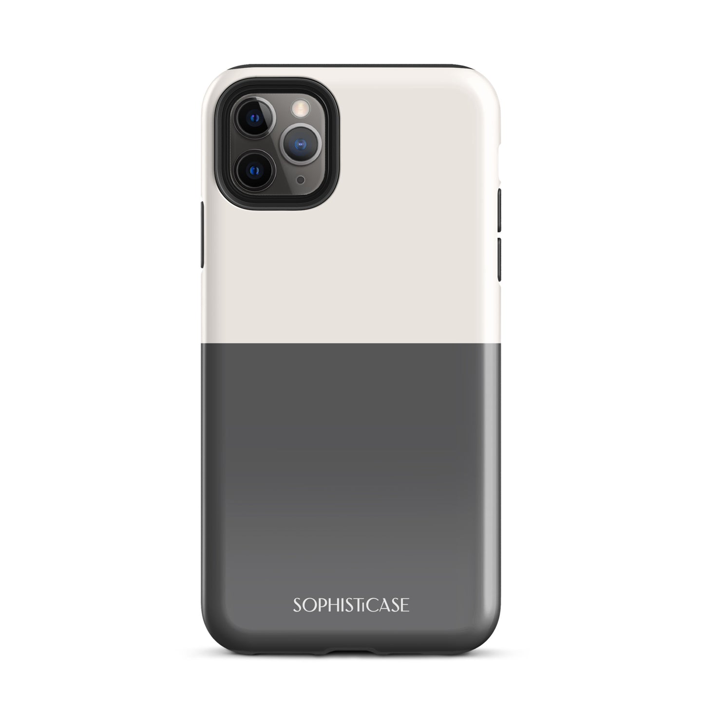 Tough Phone Case Featuring Two Tone Grey Cream Design for iPhone 11 Pro MaxGlossy