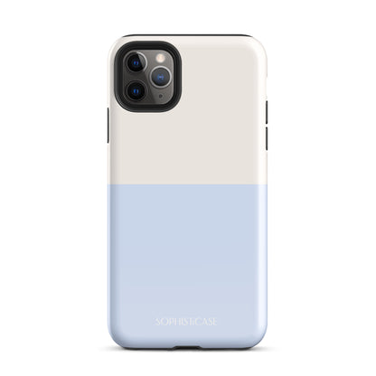 Basics Collection Tough Phone Case Featuring Two Tone Blue Cream Design for iPhone 11 Pro Max Glossy