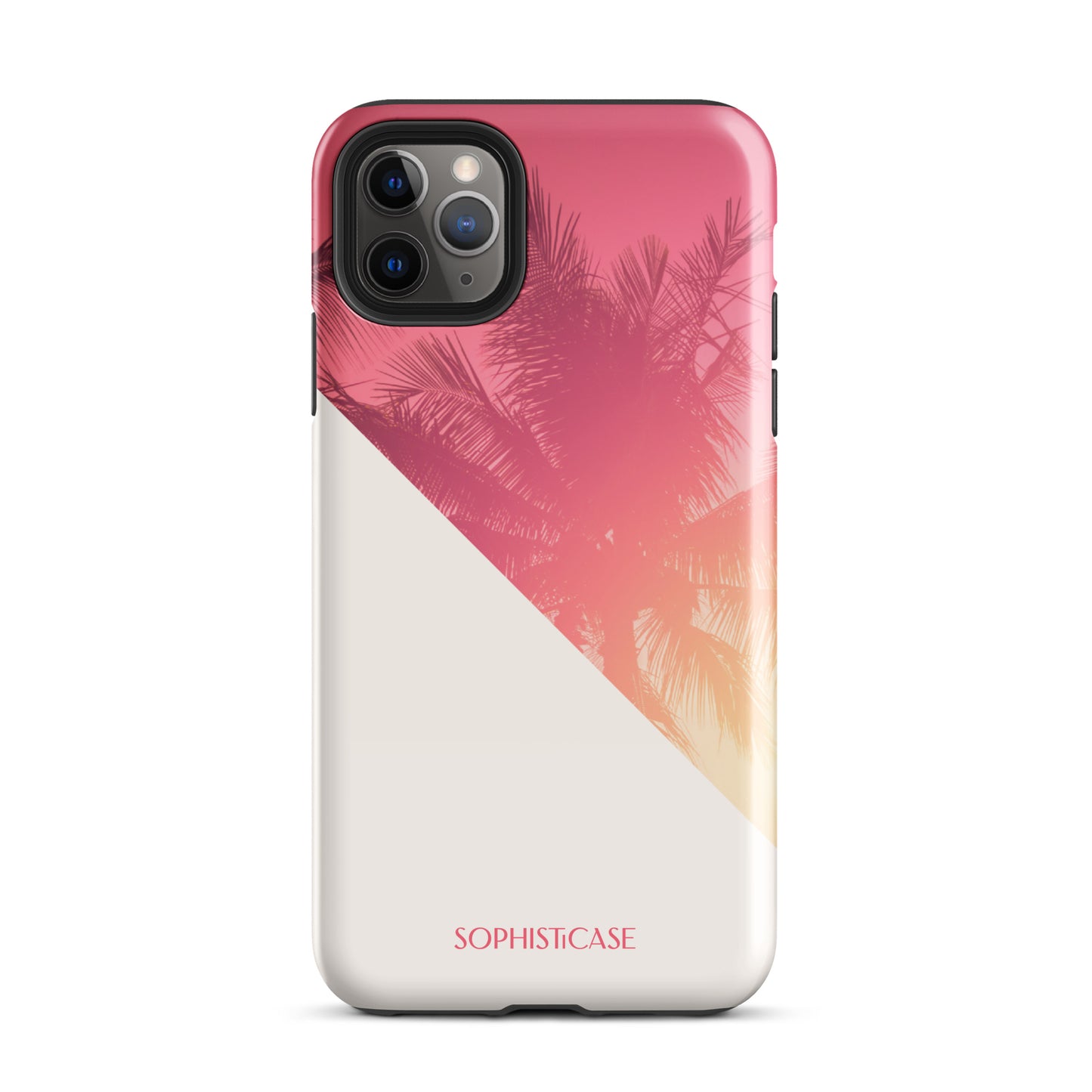 Tough Phone Case Featuring Red Cream Summer Palm Tree Design for iPhone 11 Pro Max Glossy