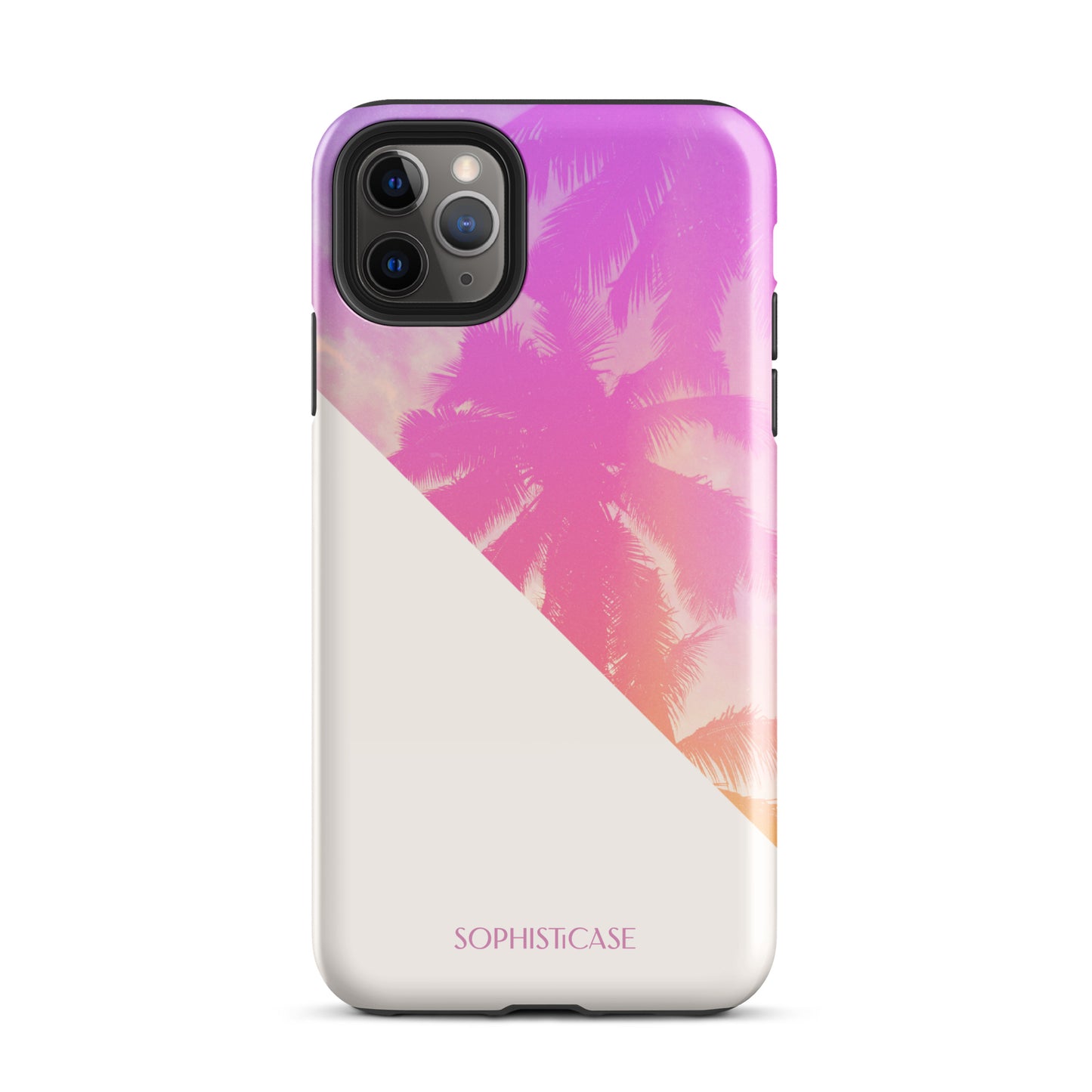 Tough Phone Case Featuring Purple Cream Summer Palm Tree Design for iPhone 11 Pro Max Glossy