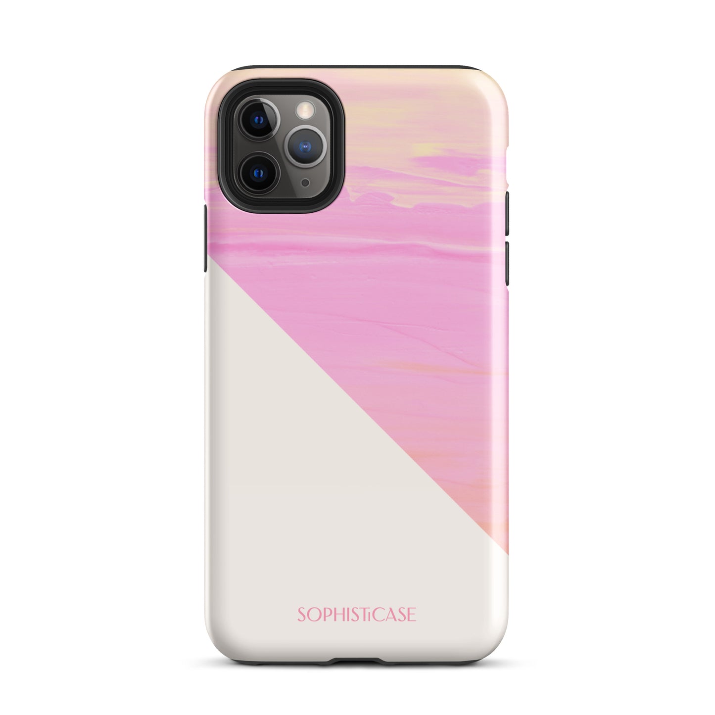 Tough Phone Case Featuring Yellow Pink Cream Summer Sunset Water Ripples Ocean Waves Design for iPhone 11 Pro Max Glossy 