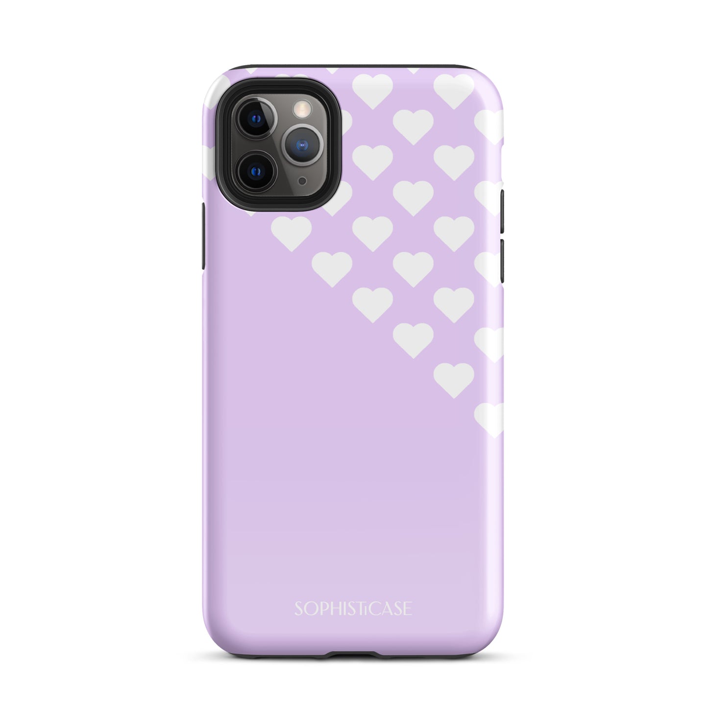 Tough Phone Case Featuring Purple Cream Tiny Hearts Design for iPhone 11 Pro Max Glossy 