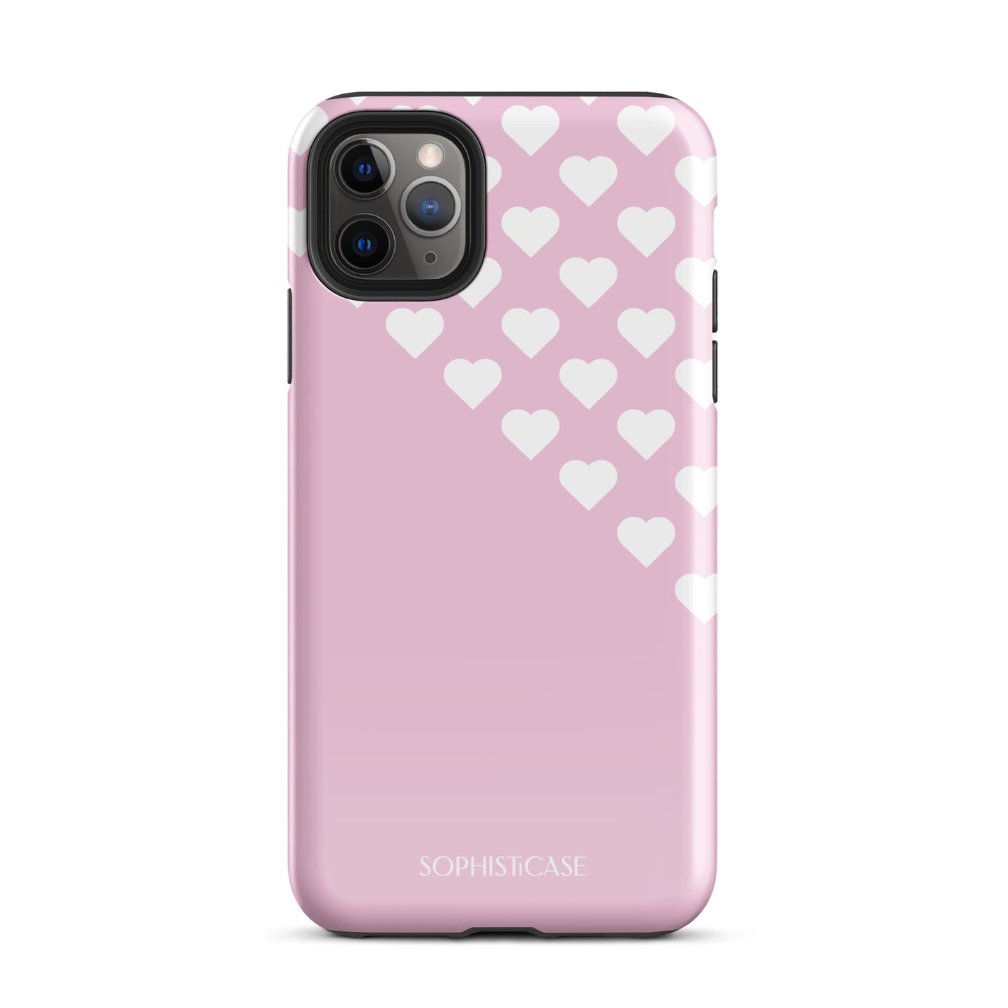 Tough Phone Case Featuring Pink Cream Tiny Hearts Design for iPhone 11 Pro Max Glossy 